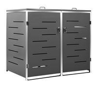 vidaXL Copri Bidoni Pattumiera Doppia 138x77,5x112,5 cm Acciaio Inox