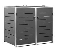 vidaXL Copri Bidoni Pattumiera Doppia 138x77,5x112,5 cm Acciaio Inox