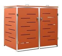 vidaXL Copri Bidoni Pattumiera Doppia 138x77,5x112,5 cm Acciaio Inox