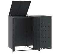 vidaXL Copribidone con Ruote 2 Bidoni Antracite 138x79x117cm Acciaio, copribidone da esterno, copri bidone, copribidone in metallo