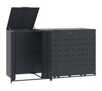 vidaXL Copribidone con Ruote 3 Bidoni Antracite 207x79x117cm Acciaio, copribidone da Esterno, Copri bidone, copribidone in Metallo