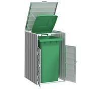 vidaXL Copribidone con Ruote Bidone Singolo Grigio 72x81x115cm Acciaio, copribidone singolo con ruote, copribidone da giardino, copertura per cassonetti