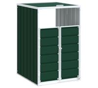 vidaXL Copribidone con Ruote Bidone Singolo Verde 72x81x115cm Acciaio, copribidone singolo con ruote, copribidone da giardino, copertura per cassonetti
