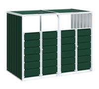 vidaXL Copribidone con Ruote per 2 Bidoni Verde 144x81x113 cm Acciaio, copribidone singolo con ruote, copribidone da giardino, copertura per cassonetti