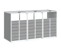 Copribidone con Ruote per 3 Bidoni Grigio 216x81x115 cm Acciaio