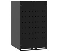 vidaXL Copribidone con Ruote per Bidone Singolo Nero 69x79x117 Acciaio, copribidone singolo con ruote, copribidone da giardino, copertura per cassonetti