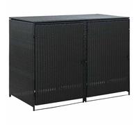 vidaXL Copribidone Doppio per Spazzatura Polyrattan Nero 148x80x111 cm
