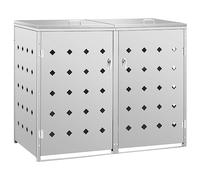 vidaXL Copribidone per Spazzatura Doppio Pattumiera Cassettone Cassone Arredo Esterno Contenitore Rifiuti Box Giardino in Acciaio Inox