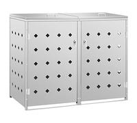 vidaXL Copribidone per Spazzatura Doppio Pattumiera Cassettone Cassone Arredo Esterno Contenitore Rifiuti Box Giardino in Acciaio Inox