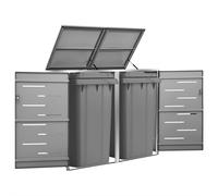 vidaXL Copri Bidoni Pattumiera Doppia 138x77,5x112,5 cm Acciaio Inox