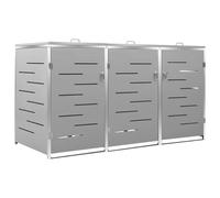 vidaXL Copribidone per Spazzatura Triplo 207x77,5x112,5cm Acciaio Inox