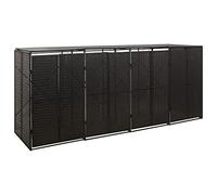vidaXL Copribidone Quadruplo Nero 274x80x117 cm in Polyrattan