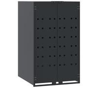 vidaXL Copribidone Ruote Bidone Singolo Antracite 69x79x117cm Acciaio, copribidone singolo con ruote, copribidone da giardino, copertura per cassonetti