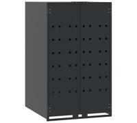 vidaXL Copribidone Ruote Bidone Singolo Antracite 69x79x117cm Acciaio, copribidone singolo con ruote, copribidone da giardino, copertura per cassonetti