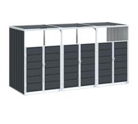 Copribidone Ruote per 3 Bidoni Antracite 216x81x115 cm Acciaio