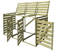 vidaXL Copribidoni 240 L 3 Bidoni Spazzatura Pattumiera da Giardino Copribidone per Rifiuti Deposito per Rifiuti da Esterni Terrazza Patio Legno Pino