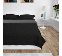 vidaXL Copriletto Double-Face Trapuntato 170x210 cm Grigio e Nero