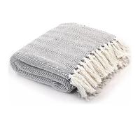 VIDAXL - Copriletto in Cotone a Spina di Pesce 160x210 cm Grigio