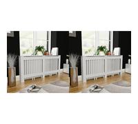 vidaXL Copritermosifoni 2 pz in MDF 172 cm Bianco