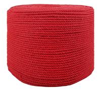 vidaXL Corda di cotone 25 m 6 rosso 100% cotone, resistente, corda di cotone ecologica, filo flessibile per lavori artigianali, cordino esterno decorativo, facile da usare