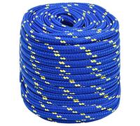 vidaXL Corda di ancoraggio intrecciata per barche, resistente ai raggi UV, resistente all'abrasione, per vela, blu, 16 mm, 25 m, in polipropilene