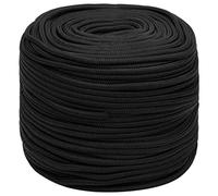 vidaXL Corda Marina Completamente Nera 8 mm 50 m in Polipropilene, Corda per Barca, Corda Intrecciata, Corda a Spirale, Corde per Barche, Corda