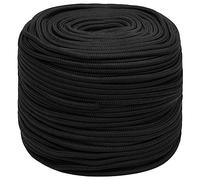 vidaXL Corda Marina Completamente Nera 8 mm 50 m in Polipropilene, Corda per Barca, Corda Intrecciata, Corda a Spirale, Corde per Barche, Corda