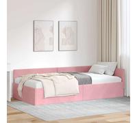 vidaXL Cornice del letto ad angolo Altro con testiera Rosa 90 x 190 cm