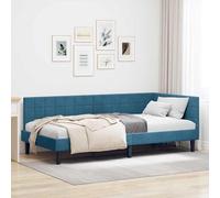 vidaXL Cornice del letto ad angolo Blu 100 cm x 200 cm Velluto