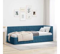 vidaXL Hoekbedframe met hoofdeinde Blauw 80 cm x 200 cm Fluweel