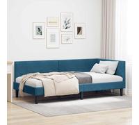 vidaXL Cornice del Letto ad Angolo Blu 80 cm x 200 cm Velluto, Camera Moderna, lettiera Elegante, Design Compatto, Divano Letto in Velluto, Multi-Funzionale, da Interno