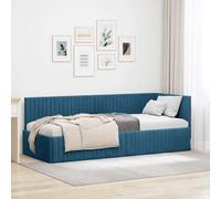 vidaXL Cornice del Letto ad Angolo Blu 80 cm x 200 cm Velluto, Camera Moderna con Letto Versatile e Divano, daybed Rettangolare salvaspazio, Design Robusto per la casa