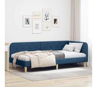 vidaXL Cornice del letto ad angolo Blu 90 x 190 cm Tessuto