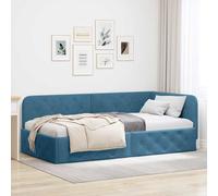 vidaXL Cornice del Letto ad Angolo Blu 90 x 200 cm Velluto, Arredo Camera Moderno, Letto salvaspazio, Divano Letto in Velluto, L-Shape, Pratico e dal Design Elegante