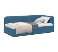 vidaXL Cornice del Letto ad Angolo Blu 90 x 200 cm Velluto, Arredo Camera Moderno, Letto salvaspazio, Divano Letto in Velluto, L-Shape, Pratico e dal Design Elegante