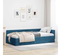 vidaXL Cornice del letto ad angolo con testiera Blu 100 x 200 cm