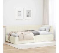 vidaXL Cornice del letto ad angolo Crema 100 x 200 cm Velluto