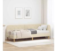 Cornice del letto ad angolo Crema 80 x 200 cm Tessuto