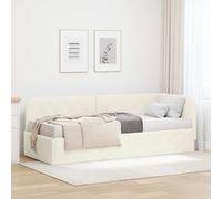 Cornice del letto ad angolo Crema 80 x 200 cm Velluto