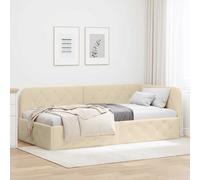 vidaXL Cornice del letto ad angolo Crema 90 x 190 cm Tessuto