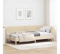 vidaXL Cornice del letto ad angolo Crema 90 x 190 cm Tessuto