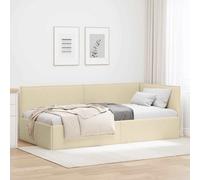vidaXL Cornice del letto ad angolo Crema 90 x 190 cm Tessuto