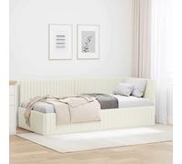 vidaXL Cornice del letto ad angolo Crema 90 x 190 cm Velluto