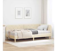 vidaXL Cornice del letto ad angolo Crema 90 x 200 cm Tessuto