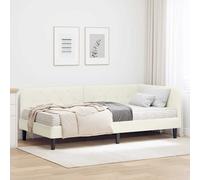 Cornice del letto ad angolo Crema 90 x 200 cm Velluto