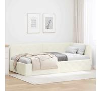 vidaXL Cornice del Letto ad Angolo Crema 90 x 200 cm Velluto, Arredo Camera Moderno, Letto salvaspazio, Divano Letto in Velluto, L-Shape, Pratico e dal Design Elegante