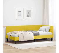 vidaXL Cornice del Letto ad Angolo Giallo 90 cm x 190 cm Velluto, Letto Giorno Moderno, Cornice Elegante, Multifunzionale, Divano Versatile, salvaspazio per Interni