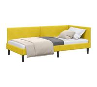 vidaXL Cornice del Letto ad Angolo Giallo 90 cm x 190 cm Velluto, Letto Giorno Moderno, Cornice Elegante, Multifunzionale, Divano Versatile, salvaspazio per Interni