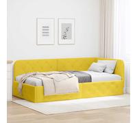 vidaXL Cornice del letto ad angolo Giallo 90 x 190 cm Velluto