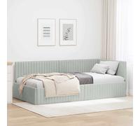 vidaXL Cornice del letto ad angolo Grigio chiaro 100 x 200 cm Velluto